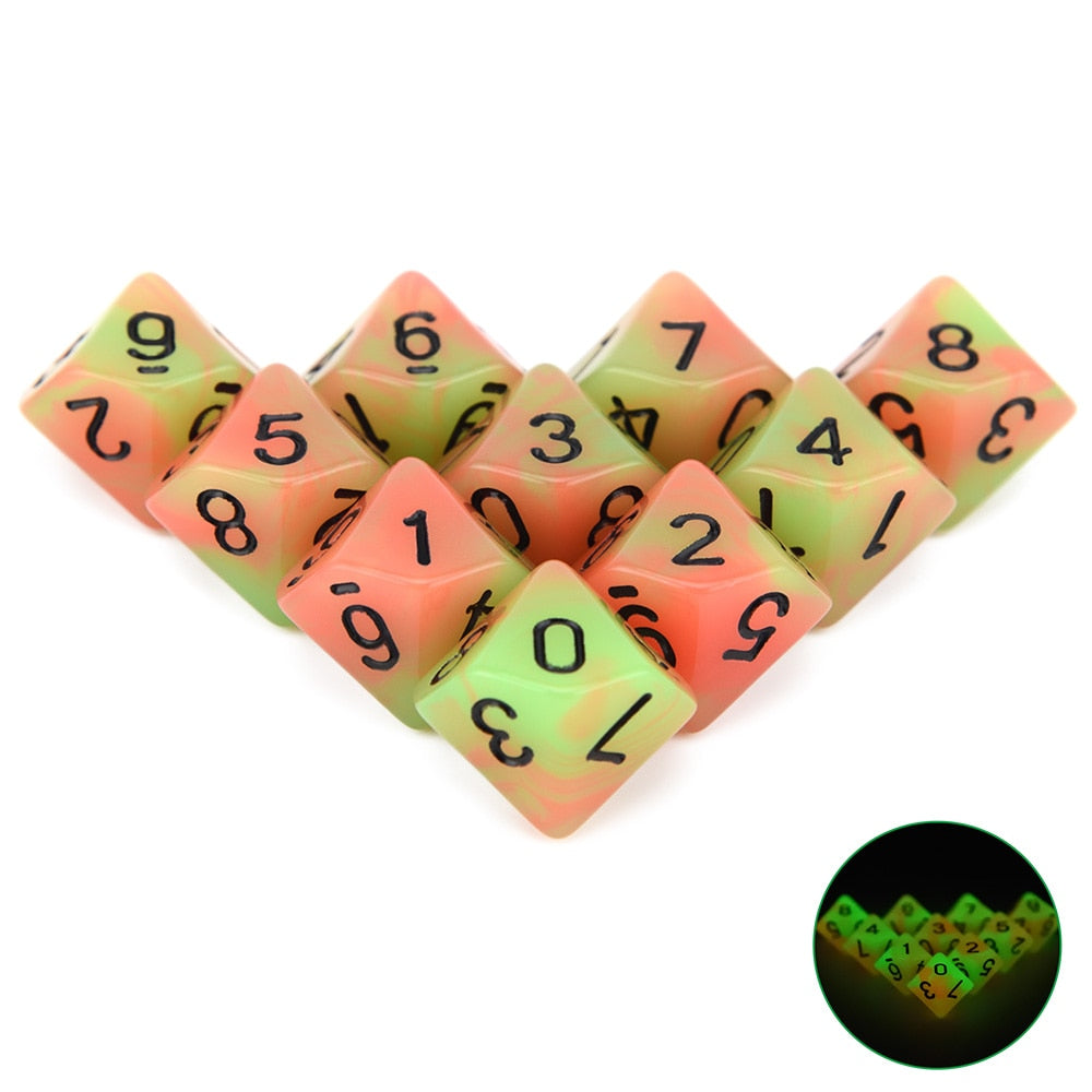 Glow-In-The-Dark D10 (set of 10)