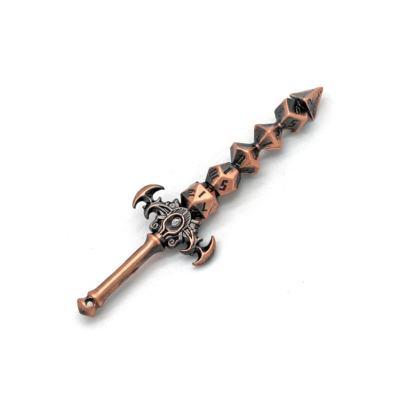 Metal Dice Sword Keychains