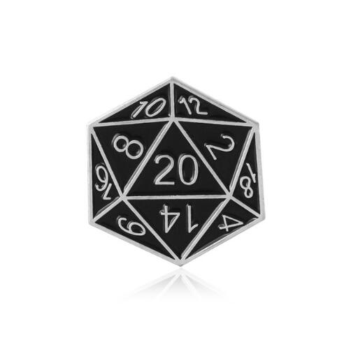 20 Dice Enamel Pin (Silver)